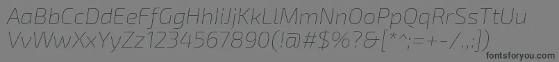 フォントExo2.0Thinitalic – 黒い文字の灰色の背景