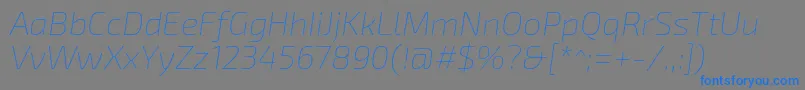 Exo2.0Thinitalicフォントについての詳細 フォントExo2.0Thinitalic – 灰色の背景に青い文字