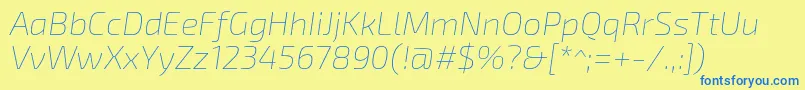 Exo2.0Thinitalic Font – Blue Fonts on Yellow Background