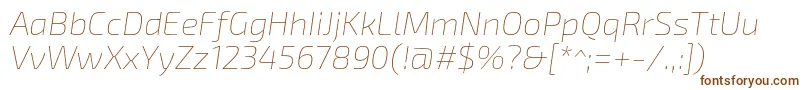 フォントExo2.0Thinitalic – 白い背景に茶色のフォント