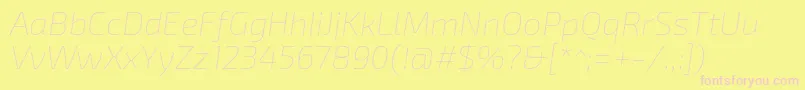 フォントExo2.0Thinitalic – ピンクのフォント、黄色の背景