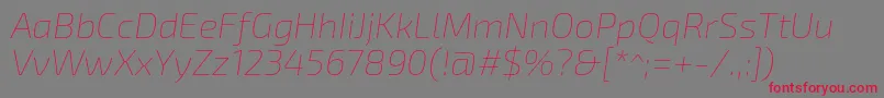 More about Exo2.0Thinitalic Font Exo2.0Thinitalic Font – Red Fonts on Gray Background