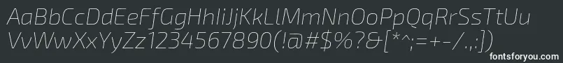 Exo2.0Thinitalic-fontti – valkoiset fontit mustalla taustalla