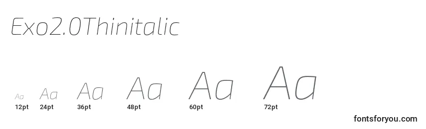 Размеры шрифта Exo2.0Thinitalic
