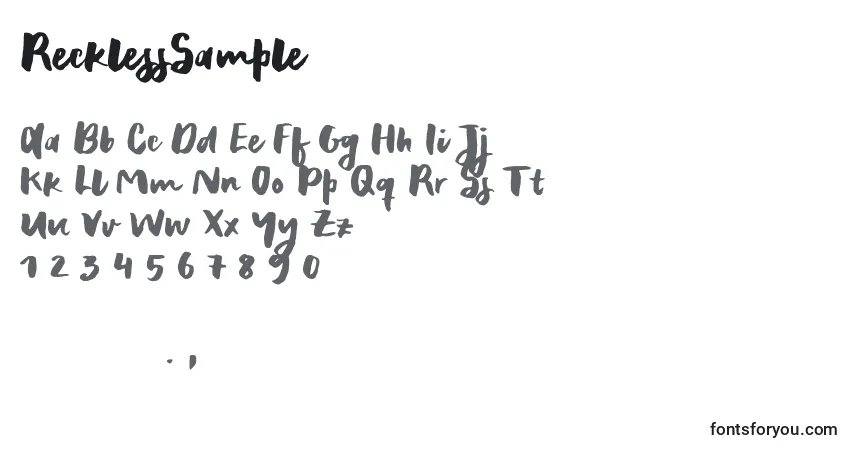 A fonte RecklessSample (106640) – alfabeto, números, caracteres especiais
