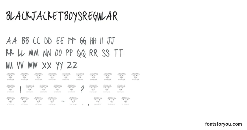 A fonte BlackjacketboysRegular (106641) – alfabeto, números, caracteres especiais