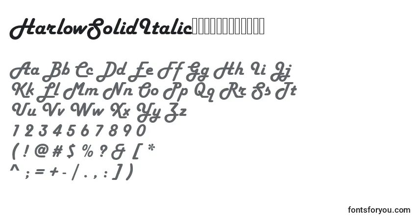 A fonte HarlowSolidItalicРљСѓСЂСЃРёРІ – alfabeto, números, caracteres especiais
