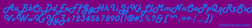 HarlowSolidItalicРљСѓСЂСЃРёРІ-Schriftart – Blaue Schriften auf violettem Hintergrund