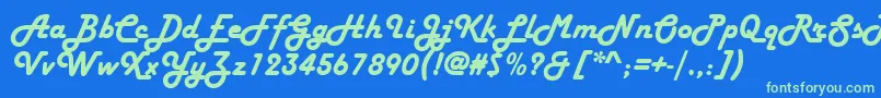 HarlowSolidItalicРљСѓСЂСЃРёРІ Font – Green Fonts on Blue Background