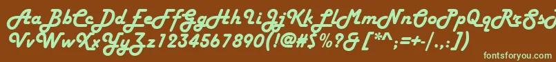 HarlowSolidItalicРљСѓСЂСЃРёРІ Font – Green Fonts on Brown Background