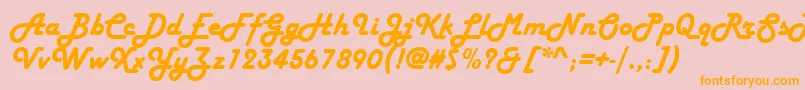 HarlowSolidItalicРљСѓСЂСЃРёРІ-Schriftart – Orangefarbene Schriften auf rosa Hintergrund