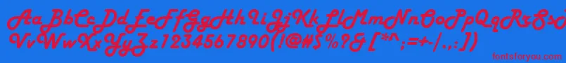 HarlowSolidItalicРљСѓСЂСЃРёРІ Font – Red Fonts on Blue Background