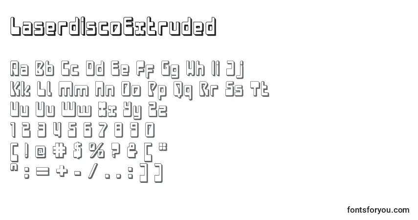 Schriftart LaserdiscoExtruded – Alphabet, Zahlen, spezielle Symbole