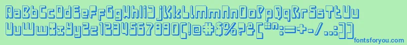 フォントLaserdiscoExtruded – 青い文字は緑の背景です。
