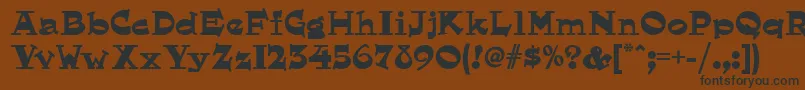 フォントHornswogglednf – 黒い文字が茶色の背景にあります