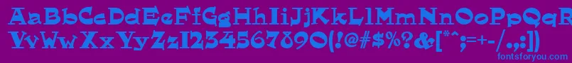 フォントHornswogglednf – 紫色の背景に青い文字