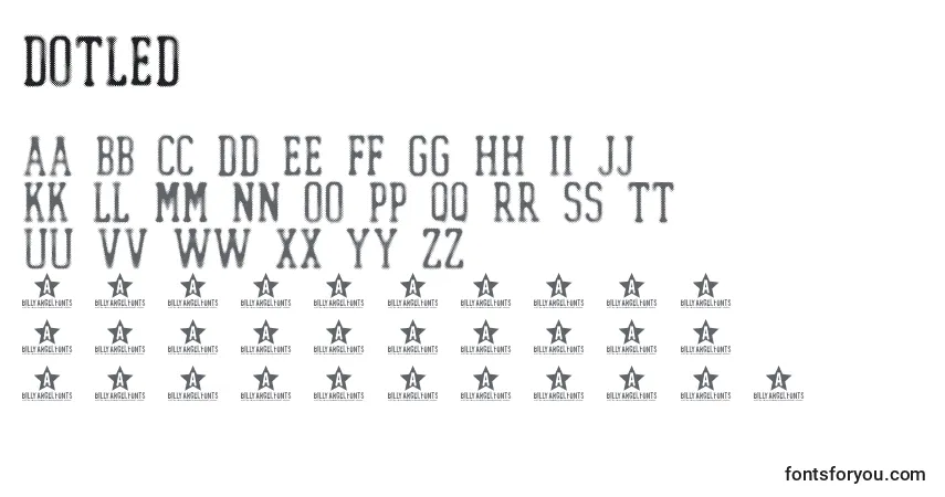 Schriftart Dotled – Alphabet, Zahlen, spezielle Symbole