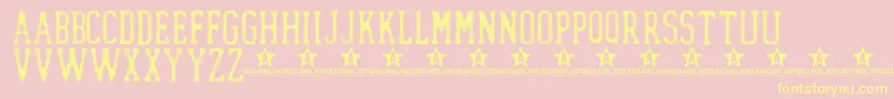 Dotled-Schriftart – Gelbe Schriften auf rosa Hintergrund