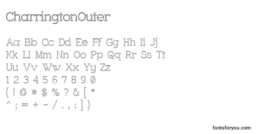 Czcionka CharringtonOuter – alfabet, cyfry, specjalne znaki