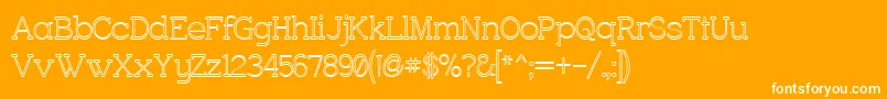 CharringtonOuter-fontti – valkoiset fontit oranssilla taustalla