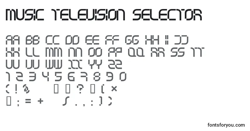 Czcionka Music Television Selector – alfabet, cyfry, specjalne znaki