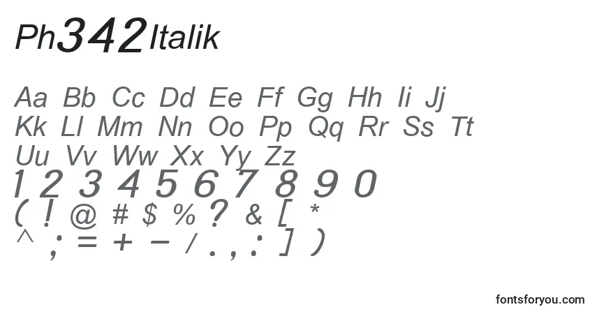 Шрифт Ph342Italik – алфавит, цифры, специальные символы