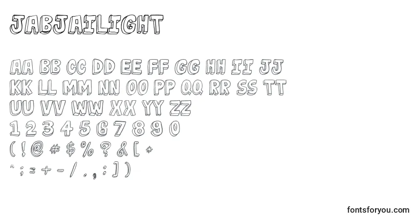 JabjaiLight Font – alphabet, numbers, special characters