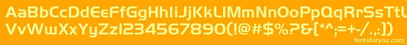 HarriercBold-Schriftart – Gelbe Schriften auf orangefarbenem Hintergrund
