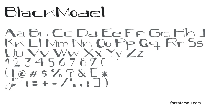 Czcionka BlackModel – alfabet, cyfry, specjalne znaki