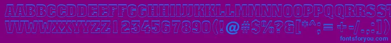 Fonte AAssuantitul3DupBold – fontes azuis em um fundo violeta