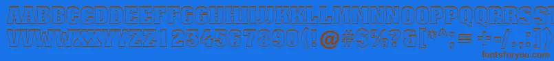 フォントAAssuantitul3DupBold – 茶色の文字が青い背景にあります。