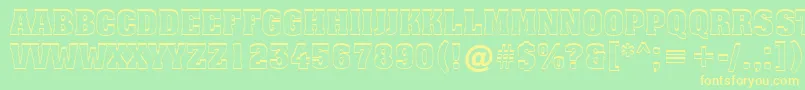 AAssuantitul3DupBold-fontti – keltaiset fontit vihreällä taustalla