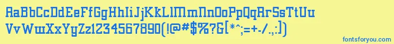 フォントAlexandria – 青い文字が黄色の背景にあります。