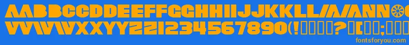 フォントSfFortuneWheelExtended – オレンジ色の文字が青い背景にあります。