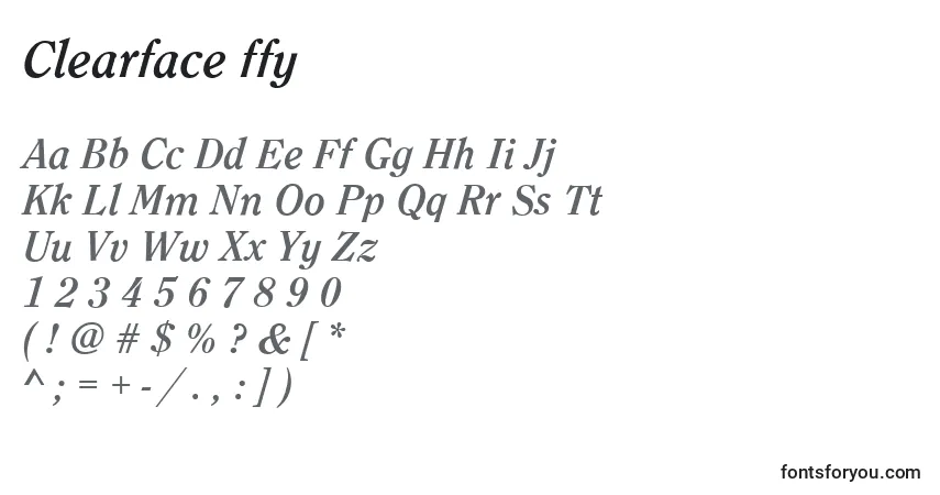 Clearface ffy-fontti – aakkoset, numerot, erikoismerkit