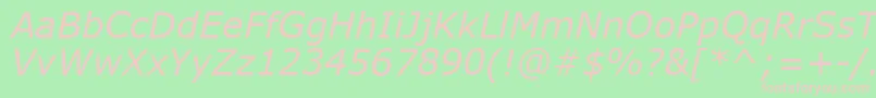 VerdanaРљСѓСЂСЃРёРІ-fontti – vaaleanpunaiset fontit vihreällä taustalla