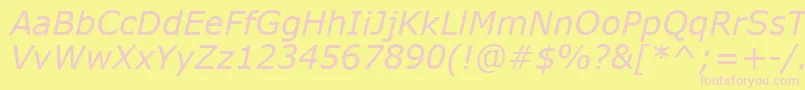 VerdanaРљСѓСЂСЃРёРІ-fontti – vaaleanpunaiset fontit keltaisella taustalla