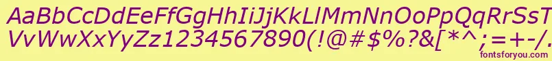VerdanaРљСѓСЂСЃРёРІ Font – Purple Fonts on Yellow Background