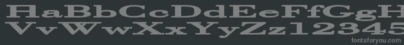 HalcyoniaSuperwide-fontti – harmaat kirjasimet mustalla taustalla