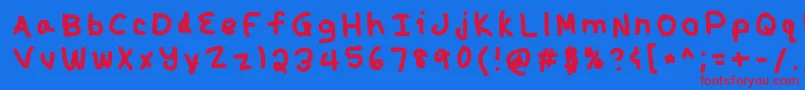 Kunal-Schriftart – Rote Schriften auf blauem Hintergrund