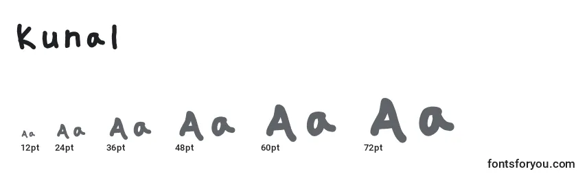 Размеры шрифта Kunal