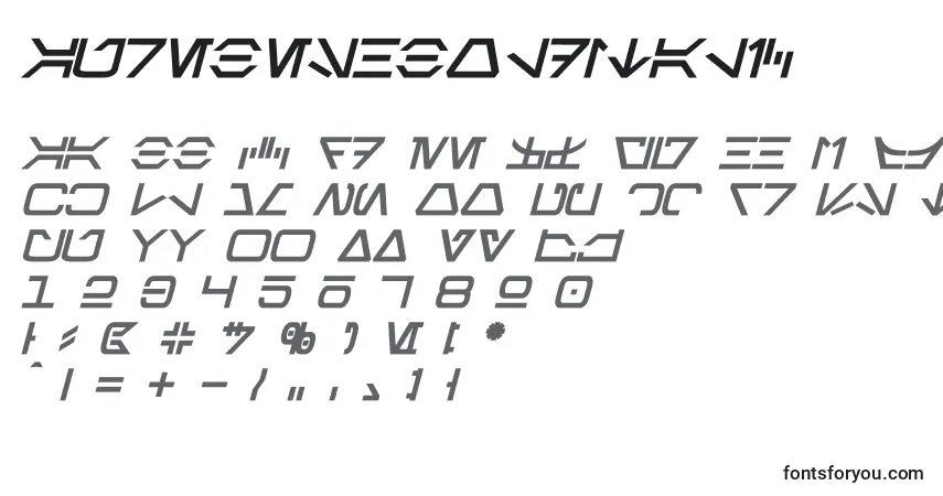 Schriftart AurebeshBoldItalic – Alphabet, Zahlen, spezielle Symbole