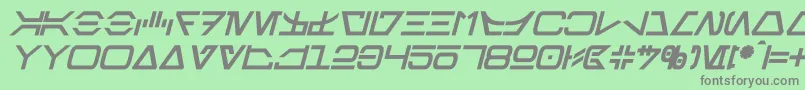 フォントAurebeshBoldItalic – 緑の背景に灰色の文字