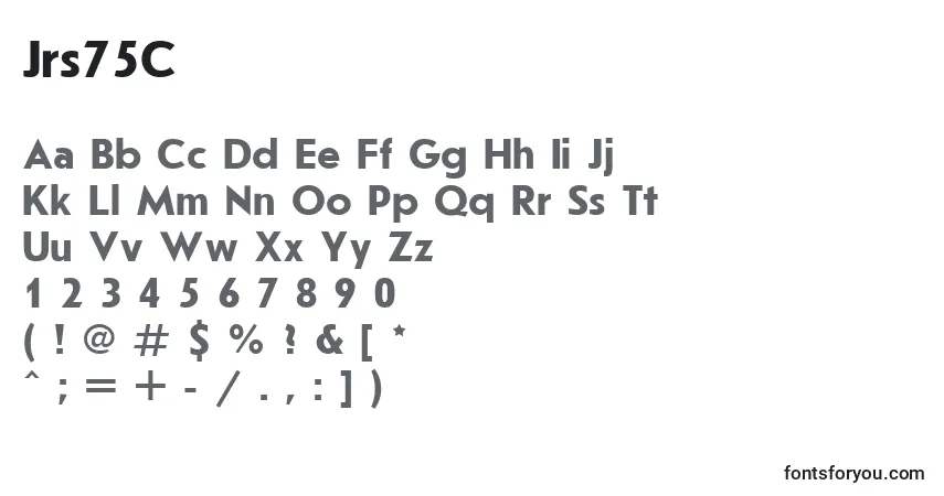 Czcionka Jrs75C – alfabet, cyfry, specjalne znaki