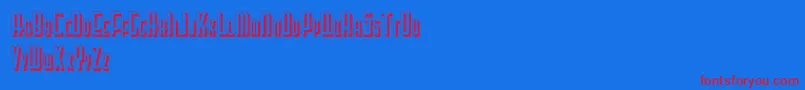 Czcionka Letteringdecoshadow – czerwone czcionki na niebieskim tle