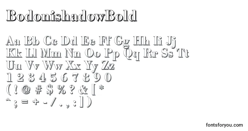 Шрифт BodonishadowBold – алфавит, цифры, специальные символы