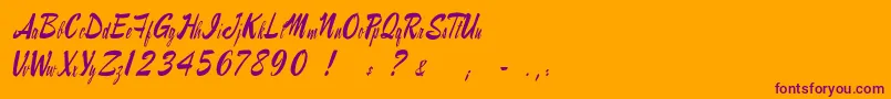 フォントRaymorganstyle – オレンジの背景に紫のフォント