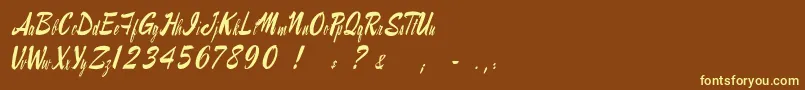 Raymorganstyle-fontti – keltaiset fontit ruskealla taustalla