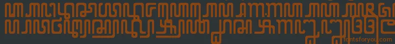 XCodeFromEast-fontti – ruskeat fontit mustalla taustalla