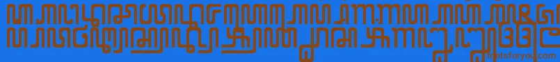 XCodeFromEast-fontti – ruskeat fontit sinisellä taustalla